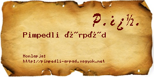 Pimpedli Árpád névjegykártya